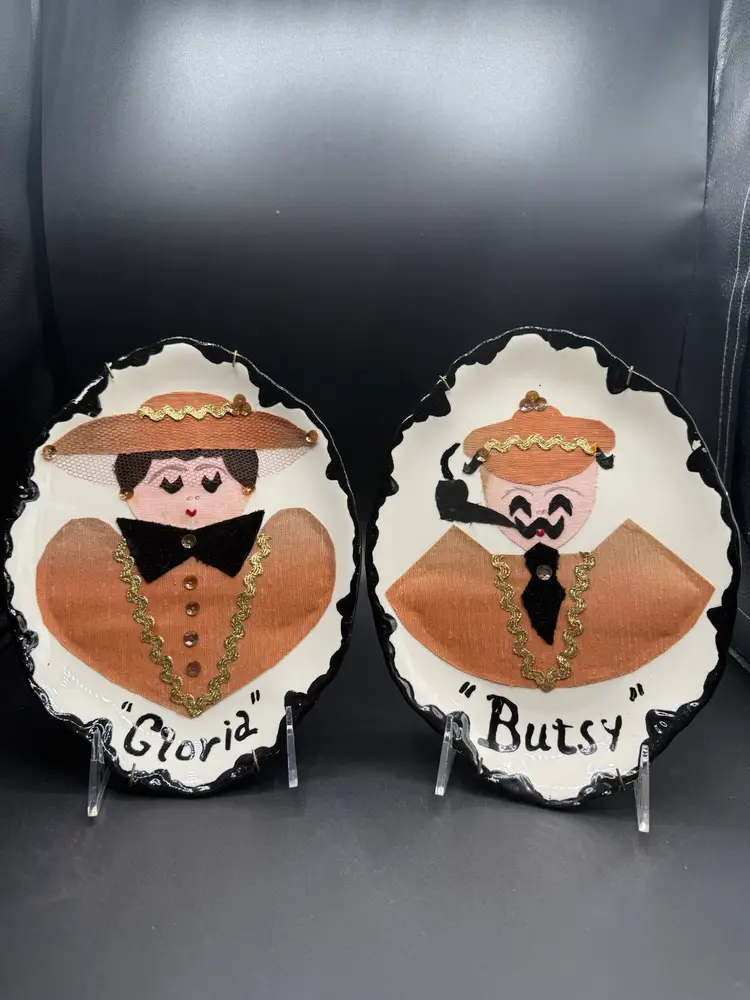 Gloria & Busty Fabric Decoupage Kitschy Plates