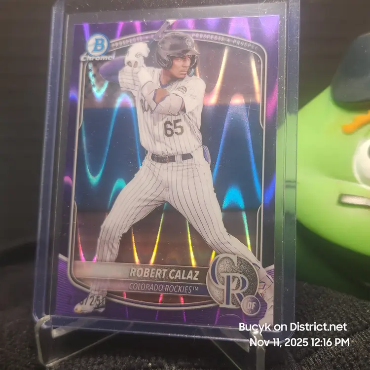 2025 Bowman Chrome Purple Lava - Robert Calaz Colorado Rockies 239/250