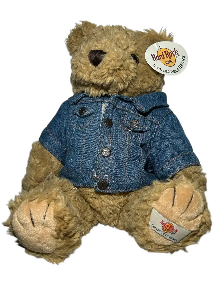 Hard Rock Cafe Indianapolis Teddy Bear 5-way Jointed Denim Jacket NWT