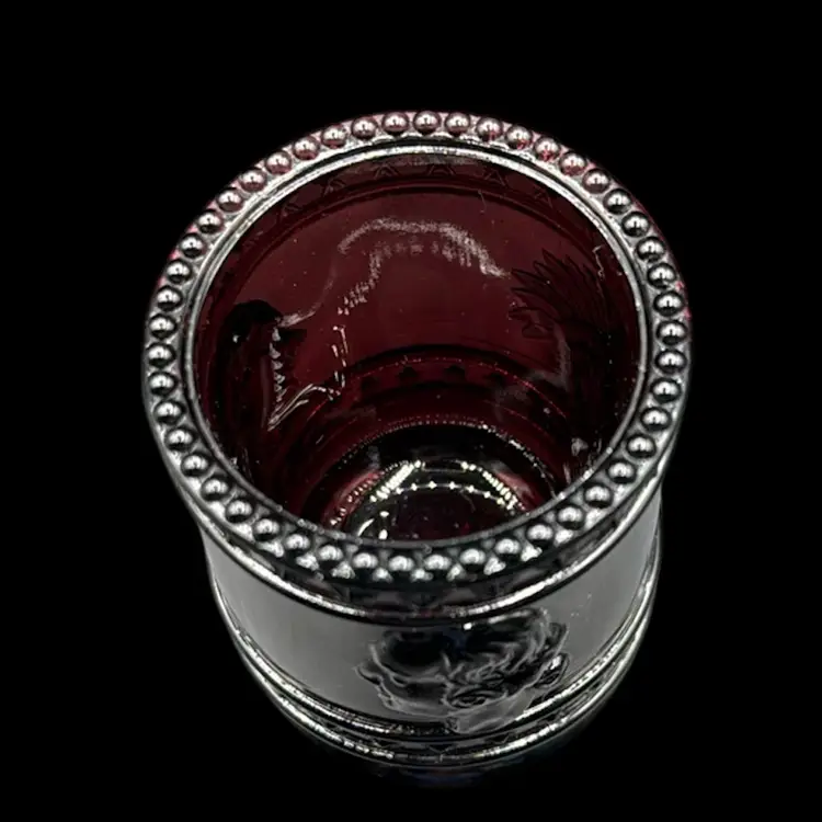 Original Bob St Clair Amethyst Centennial Stars And Bead Glass Toothpick Holder 2 3/4” Stamped No Noted Flaws