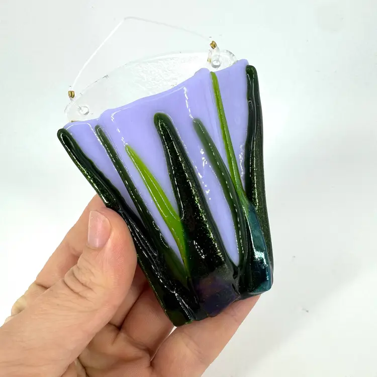 Handcrafted Fused Art Glass Wall Pocket Vase
