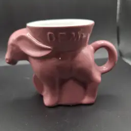 Frankoma Pottery 1992 Demi Donkey Mug Pink Ceramic Collectible Animal-Shaped