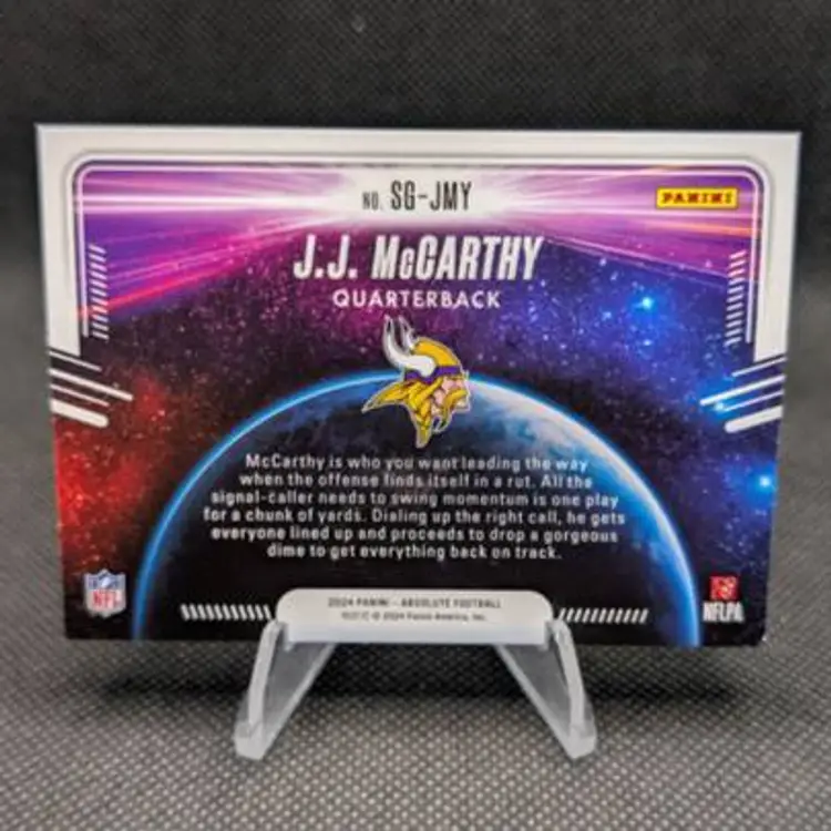 J.J. McCarthy 2024 Panini Absolute Star Gazing Rookie Card RC #SG-JMY - Minnesota Vikings