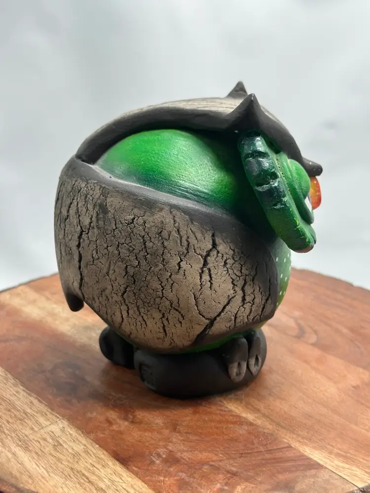 Whimsical Pottery Clay Owl Art Sculpture Figurine Handmade South Africa Stamped
