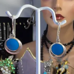 Sterling Silver Turquoise Dangle 1” With Earwire