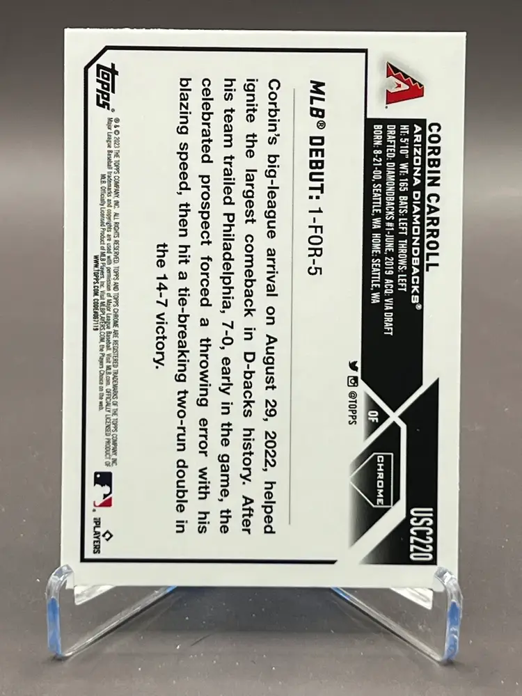 Corbin Carroll RC
2023 Topps Chrome Update
Rookie Debut 
# USC-220