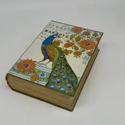 Book Box- Peacock Design Faux Book Hidden Storage 11”x8”x3”