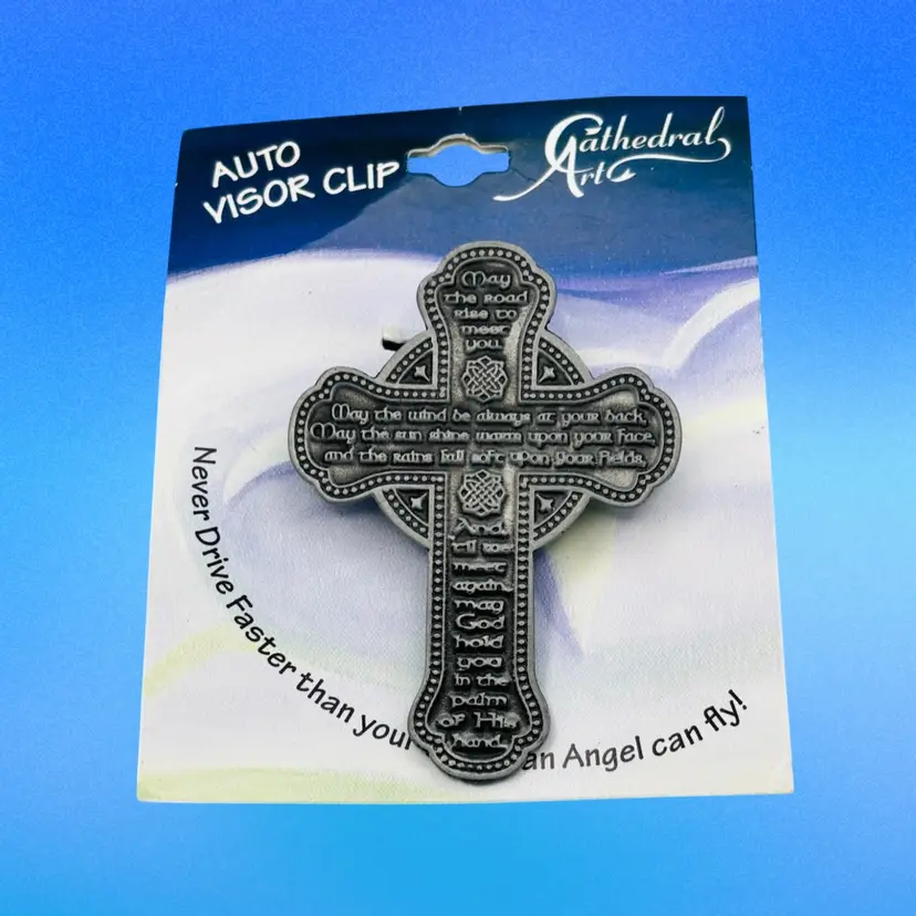 Cathedral Art Irish Blessing Cross Auto Visor Clip – Christian Car Accessory