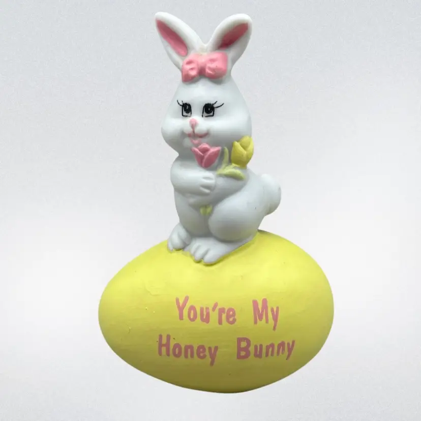 Ceramic Bunny On Egg “You’re My Hunny Bunny” 4”