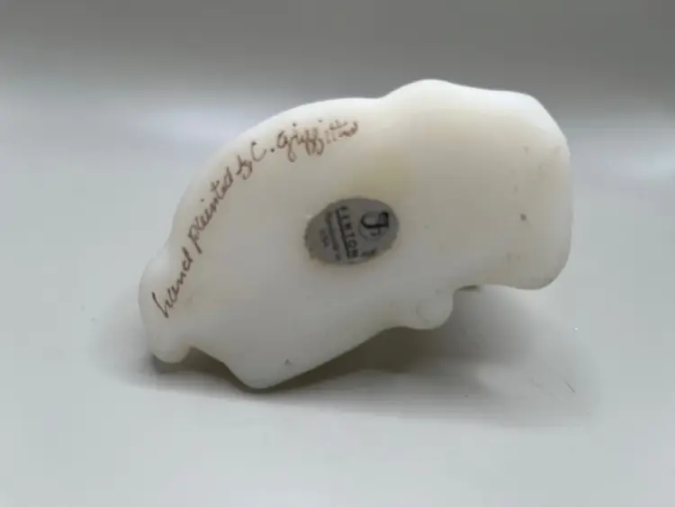 Vintage Fenton Art Glass Laying Deer ~ Hand-Painted and Signed