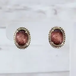 Vintage Screw On Earrings Statement Regal Gold Tone & Coppery Tone Center