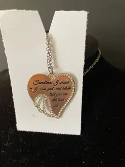 #165 "I Miss You..." Silver Tone Heart Necklace