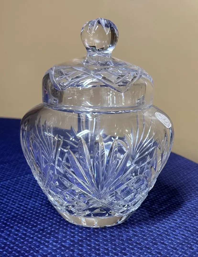 Crystal Clear Poland Candy Dish with lid 24% Lead Crystal 7.5” tall