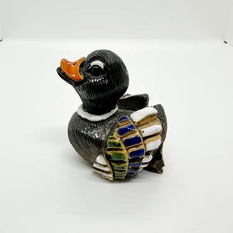 Vtg Artesania Rinconada Mallard Duck Sculpture Clay Whimsical Lake Cabin