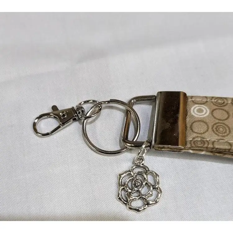 Handmade Wristlet Key Chain, Fob - Geometric print