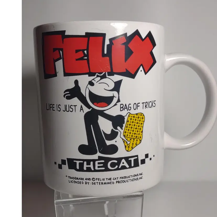 Felix The Cat Life Is A Bag Of Tricks Vintage Ceramic Pottery Coffee Mug Retro