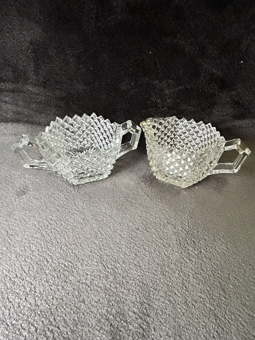 Vintage Westmoreland English Hobnail ~ Crystal Sugar & Creamer
