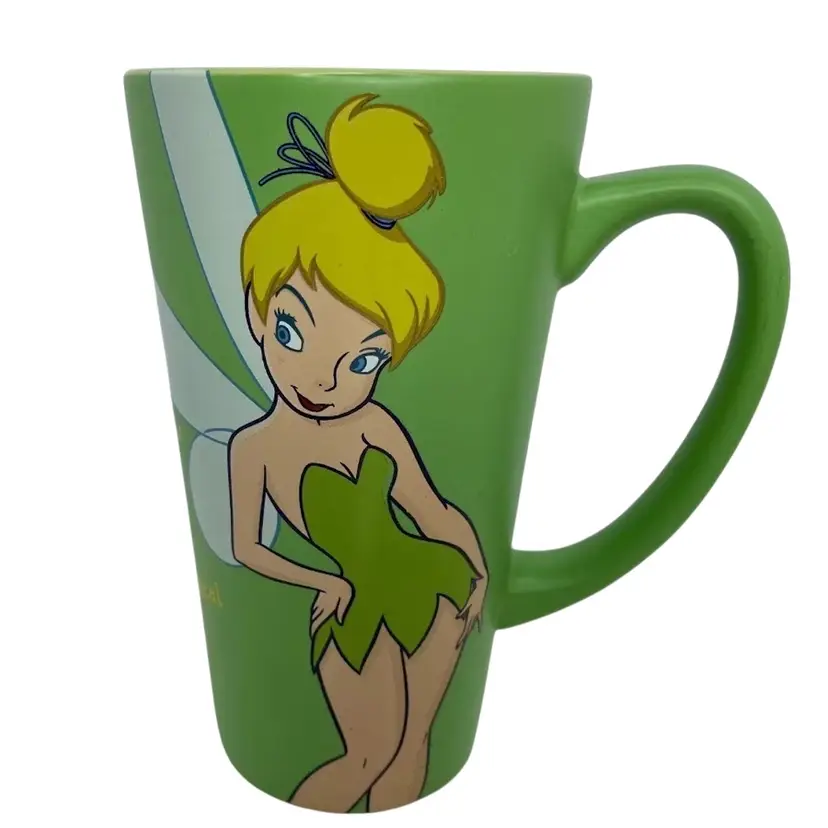 Tinker Bell Traits Green Tall Coffee Latte Tea Mug 16 oz Fairies Disney Store
