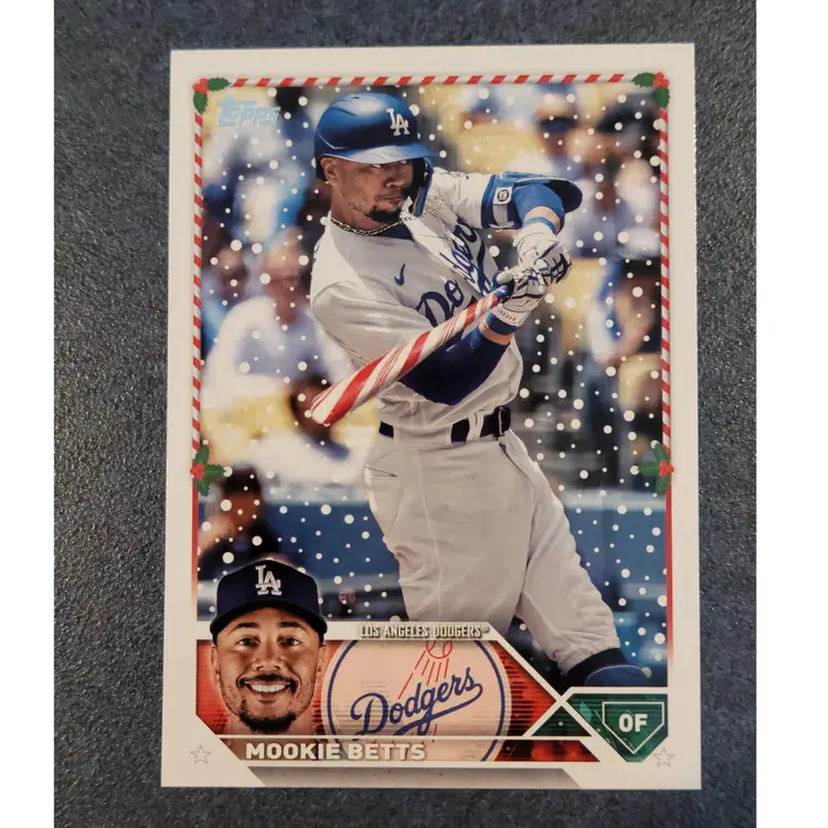 Mookie Betts Candy Cane Bat SP & Christmas Lights Holiday Sleeve Rare Lot - 2023 Topps Holiday Mega #H57 Los Angeles Dodgers