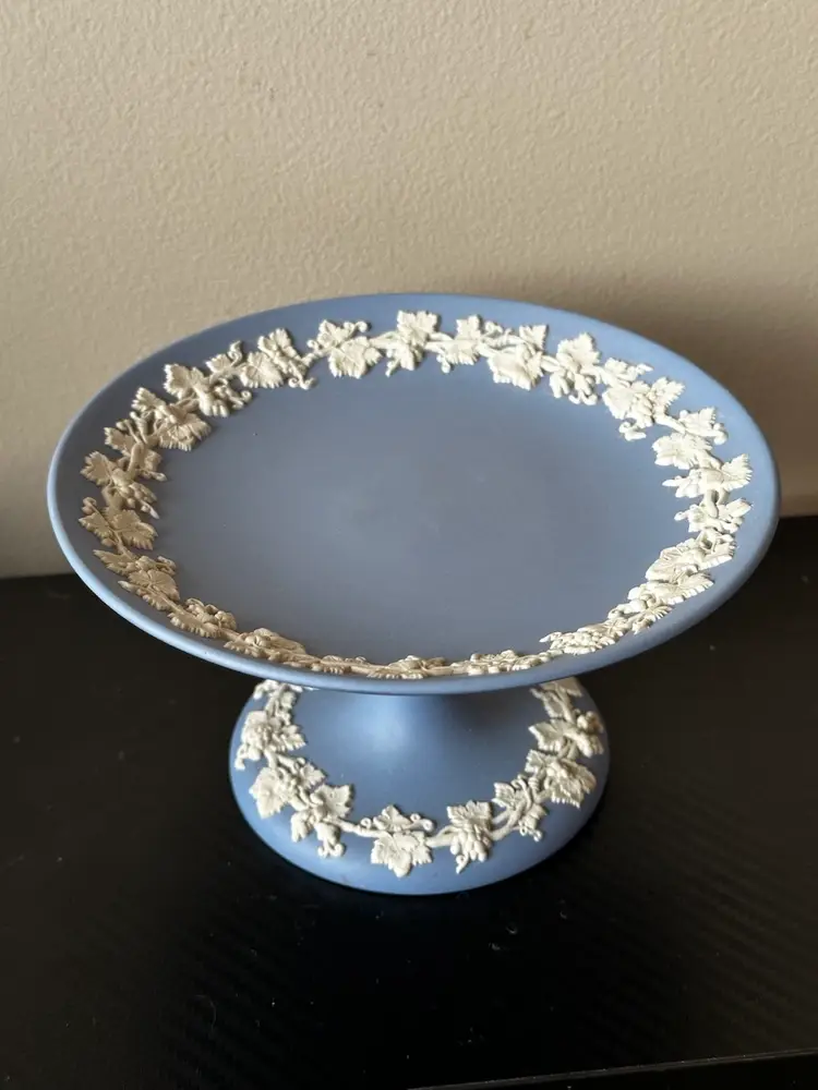 Wedgwood Blue Jasperware Pedestal Candy Dish 3.5” Tall x 6" Wide - One Minor Call Out See Picture