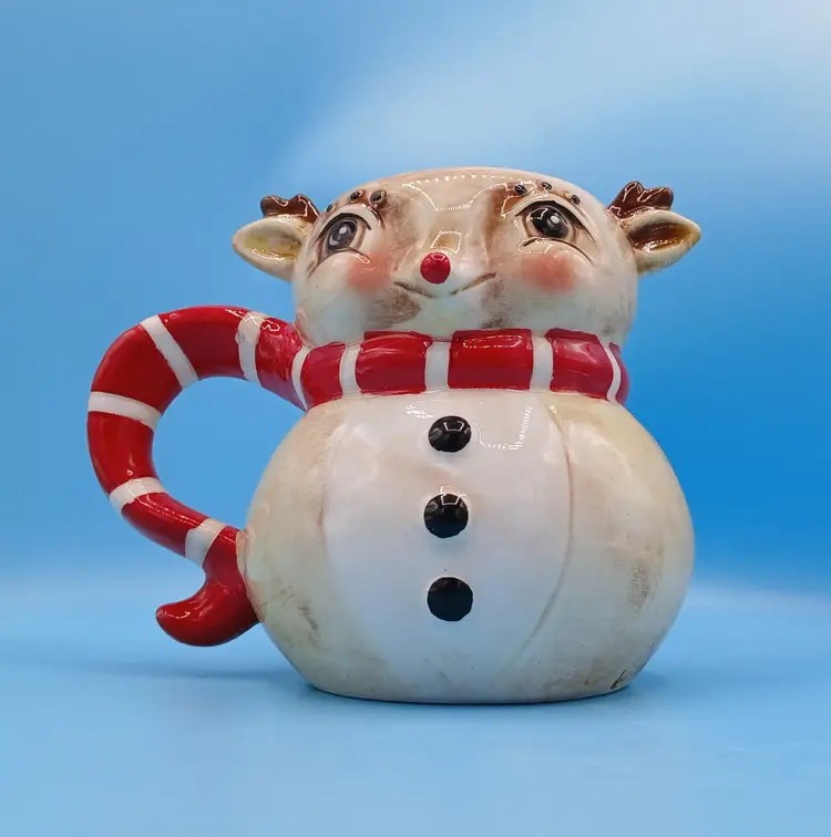 Vintage Johanna Parker Reindeer Ceramic Mug, Christmas Holiday Decor