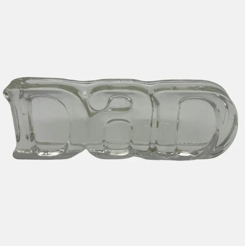 Avon Fostoria Glass Dad Paperweight 6.5" x 2.25" Clear Crystal Decorative Accent