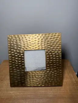 Brass Square Gold Hammered Metal Photo Frame