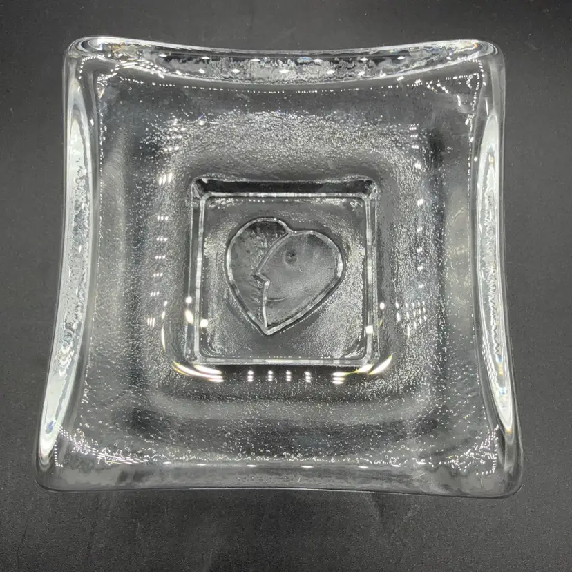 Bertil Vallien For Kosta Boda Square Saturday Trinket Dish Heart Face
