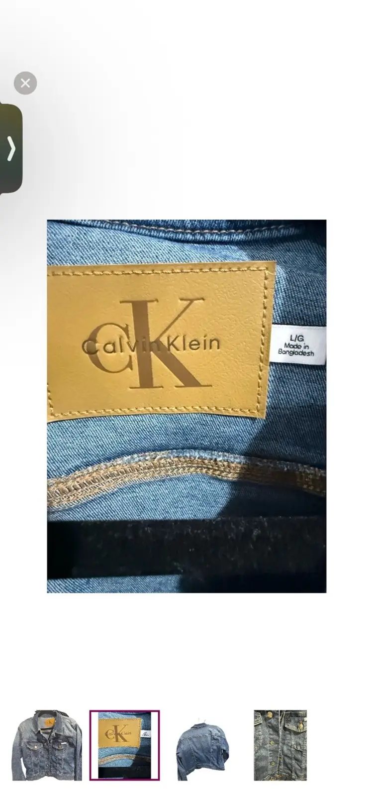 Calvin Klein Denim Blue Jean Jacket Stretch Size L Relaxed Fit New Without Tags