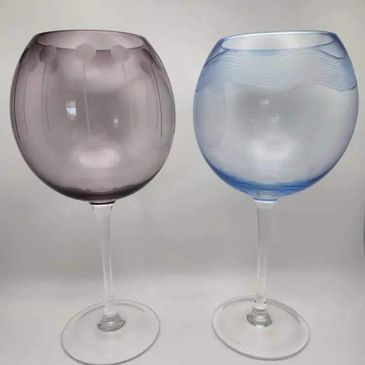 Vintage Mikasa Balloon Wine Gobblets Glasses Glass Etched