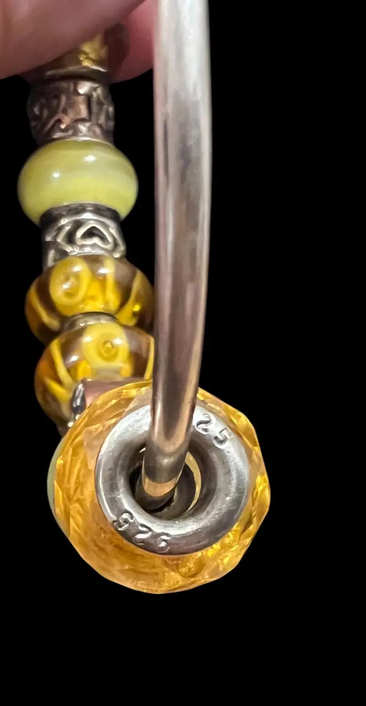 Pandora Style IBB 925 Sterling Silver Open Cuff  Hershey Kiss Glass Charms