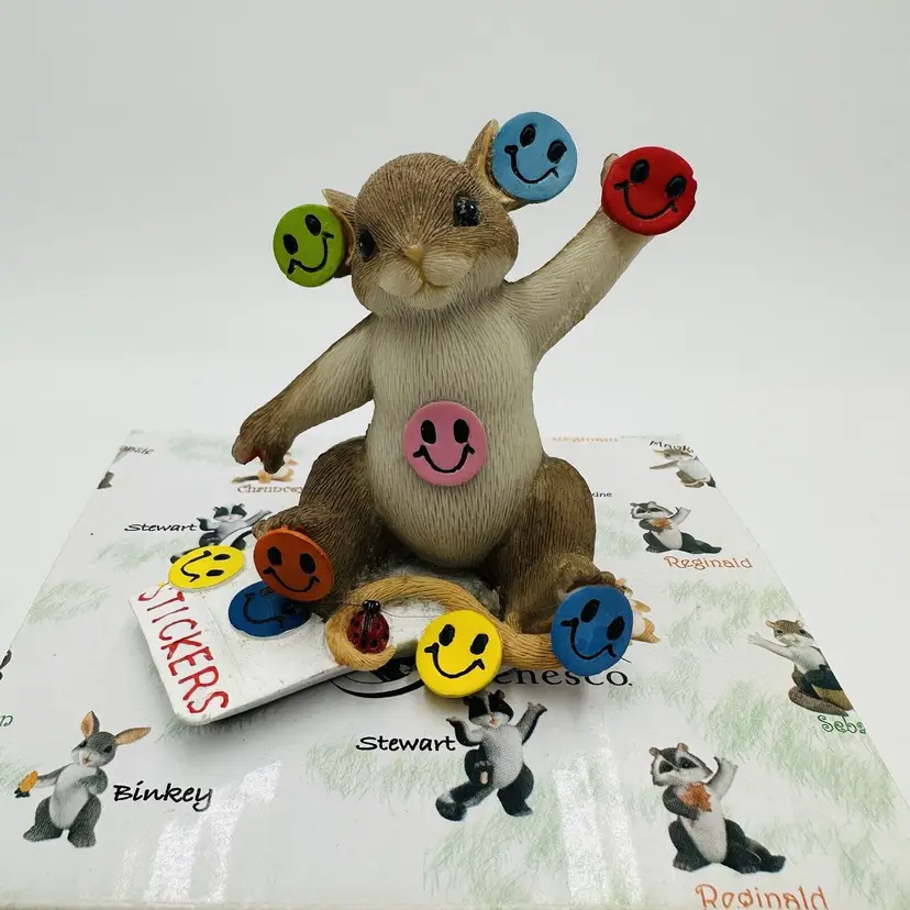Charming Tails Figurine I Love It When You Smile Dean Mice With Stickers Box