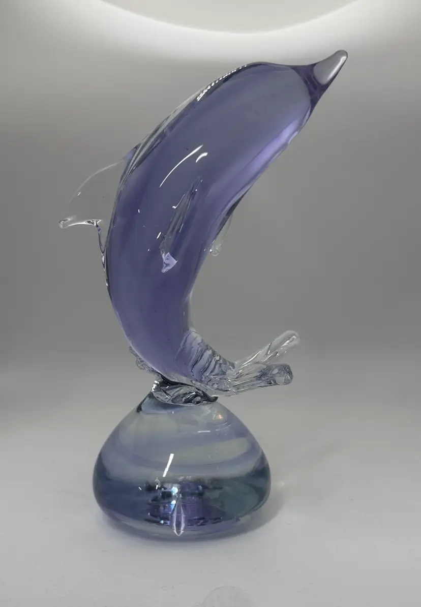 MURANO Glass Alexandrite Neodymium Dolphin Figurine 7" Tall Handblown