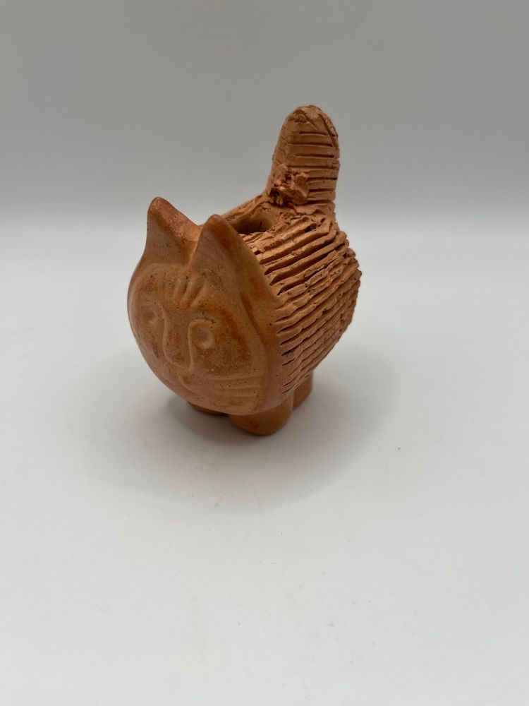 Terra Cotta Cat Kitty Kitten Handmade Mexico Textured