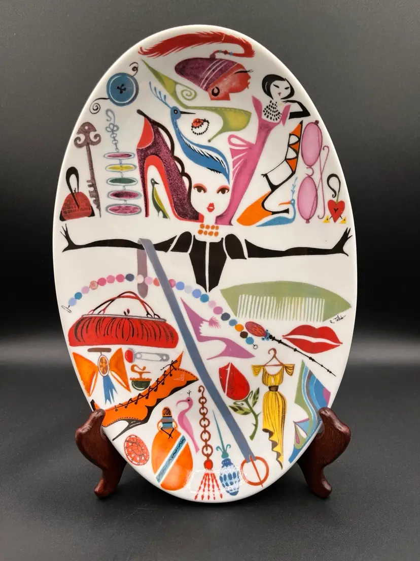 Roberto Toledo Nordstrom Large Ceramic Oval Multicolor Perfume Tray 12”