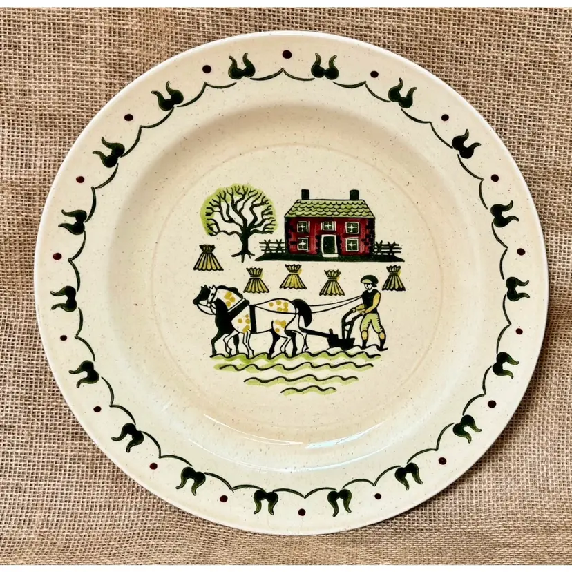 Vintage Poppytrail Homestead Provincial Charger Plate Serving Platter Farmhouse