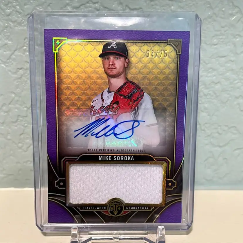 Mike Soroka 2022 Topps Triple Threads Jumbo Relic Auto Atlanta Braves