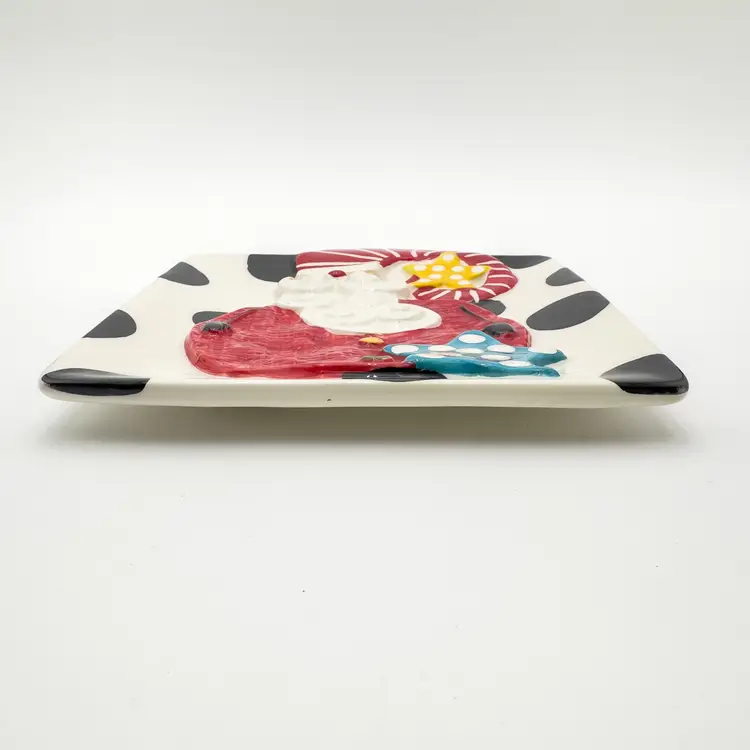 Mud Pie Ceramic Santa Christmas Decorative Cookie Plate 7" B25