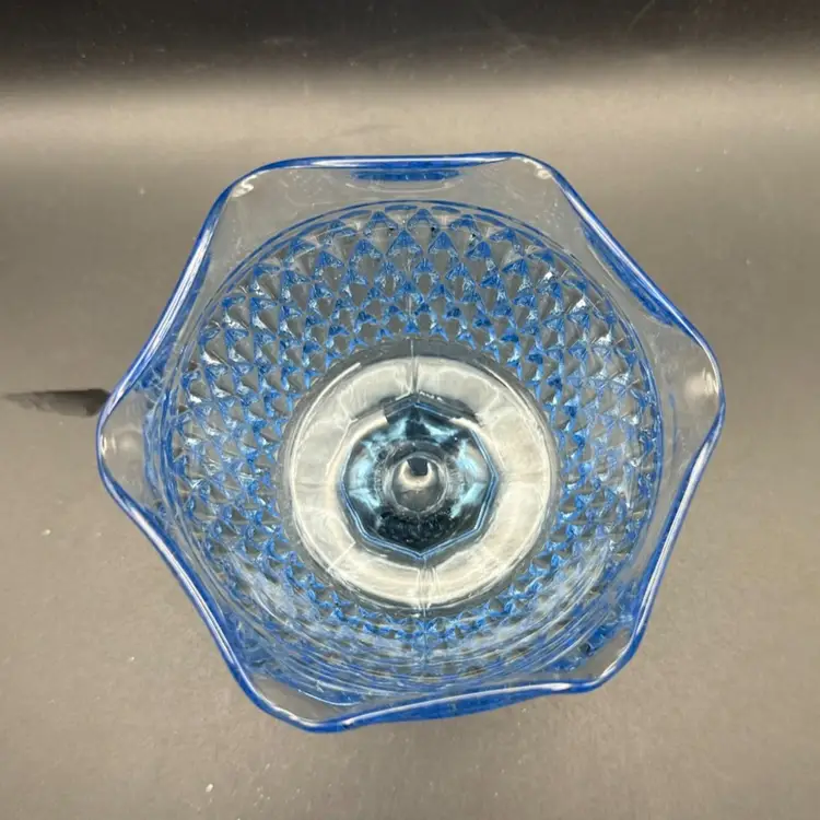Vintage Indiana Glass Diamond Point Ice Blue Pressed Glass Candy Dish