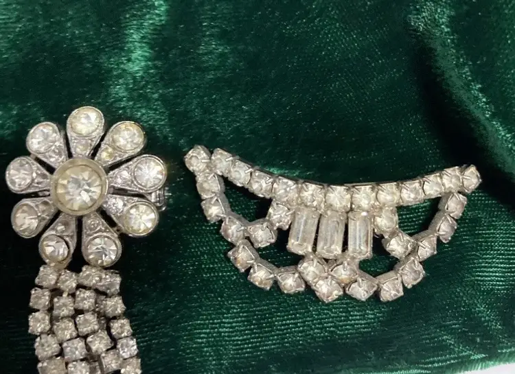 Vintage Silver Tone Costume Chokers Lot /2 With Bracelet Brooch & Collar Cuff