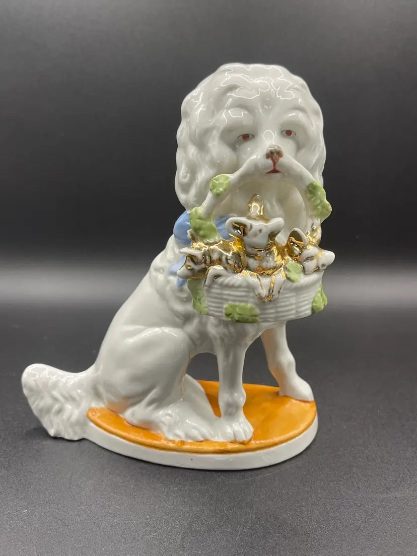 Antique German Porcelain Poodle Figurine