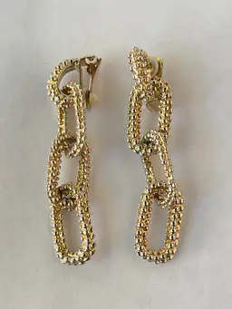 Vintage Gold Textured Chain Link Clip-On Earrings