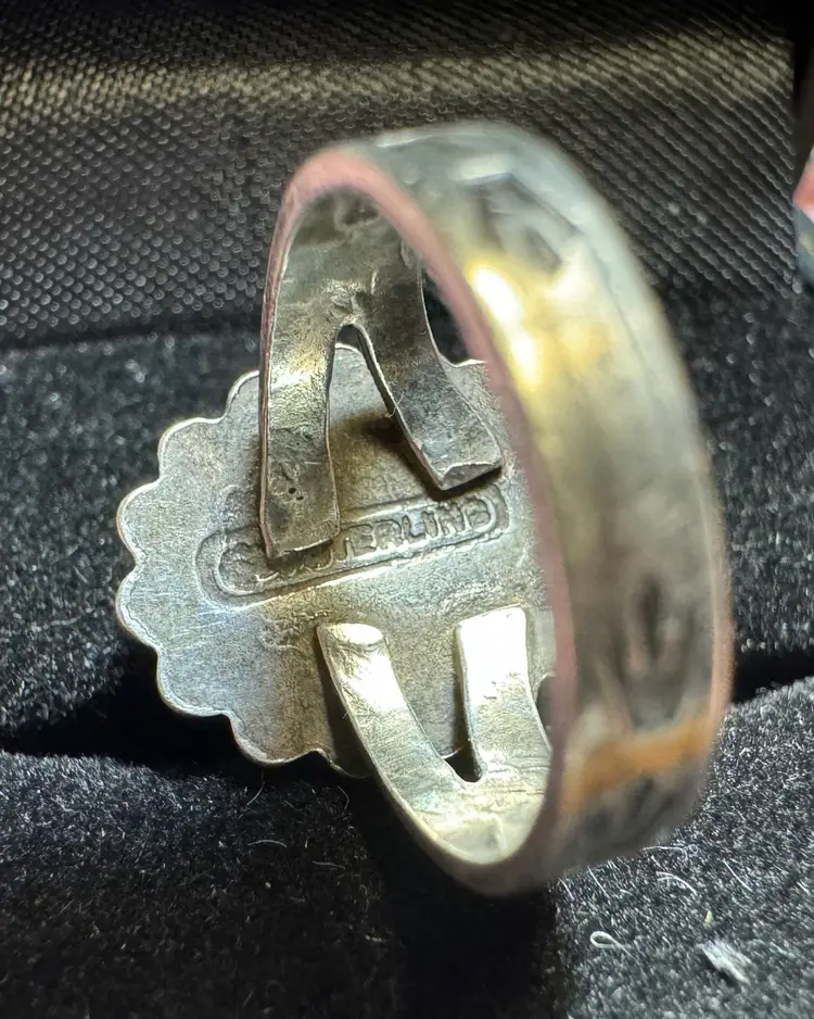 Sterling Coral Ring Sz 4