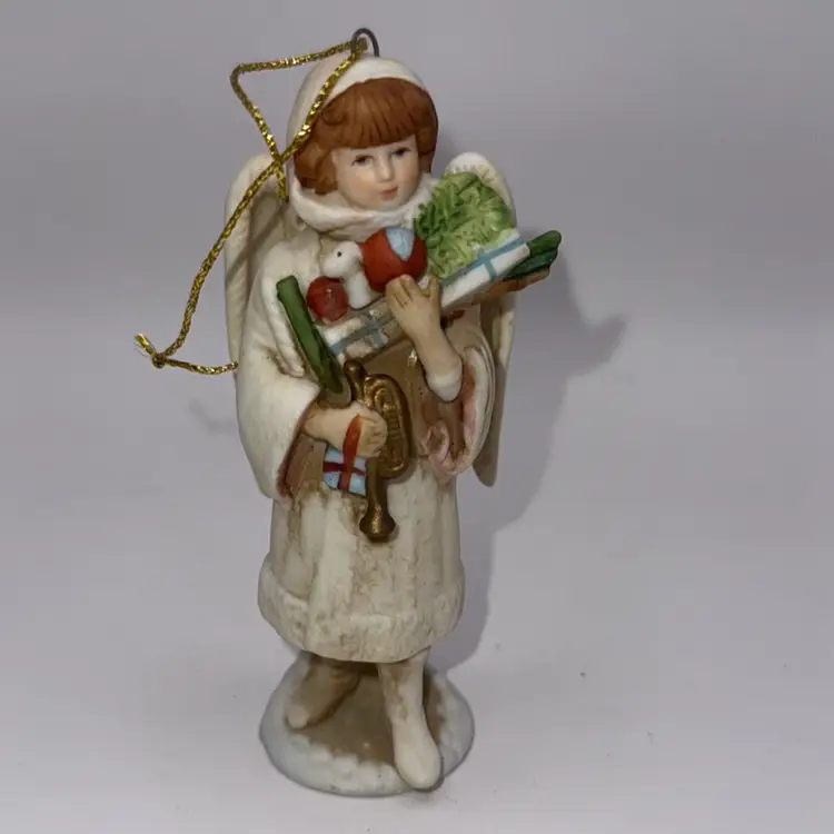 Vintage 1987 Schmid Angel Porcelain Christmas Ornament 4”