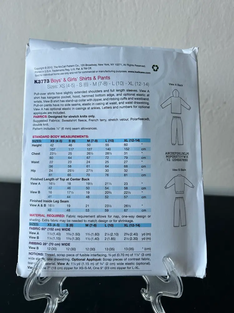 Kwik Sew Pattern K3773 Boys & Girls Shirts & Pants S 4,5,6,7,8,10,12,14 Uncut FF