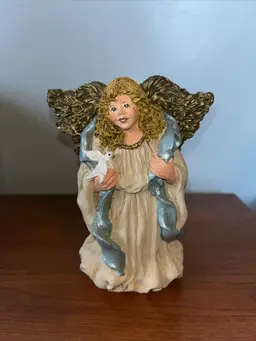 Vintage June McKenna Flat Back Angel with Dove Figurine 1993 "Angel of Peace"