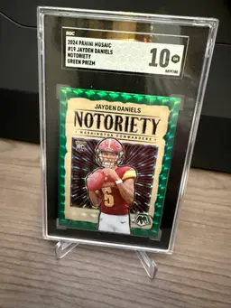 Jayden Daniels Mosaic Notoriety Green Prizm SGC10