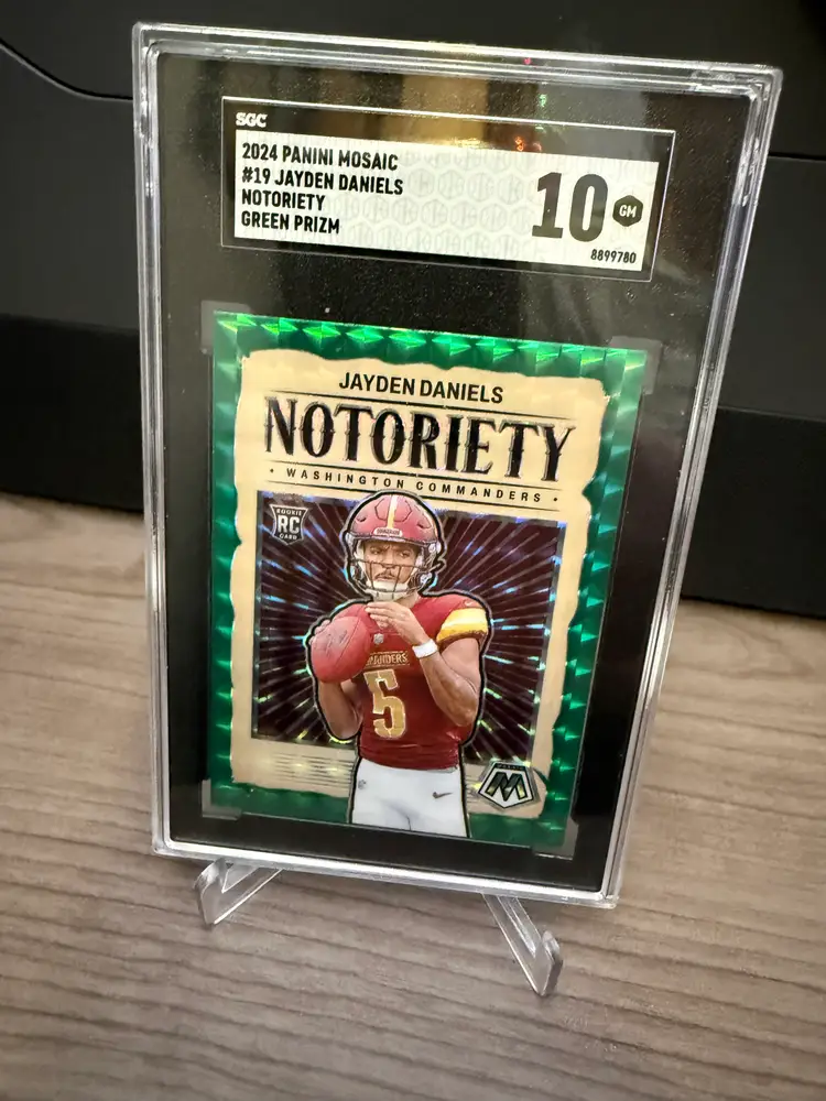 Jayden Daniels Mosaic Notoriety Green Prizm SGC10