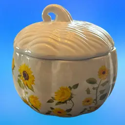 Ceramic Sunflower Lidded Bowl