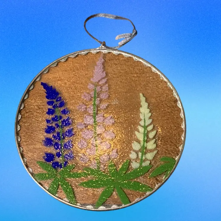 32. Lupine Suncatcher, Small Lupine Window Hanging, Lupines, Flowers, Floral Decor, Blue, Pink